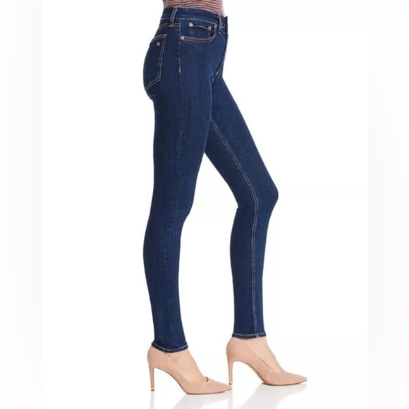 Rag & Bone Nina Hi Rise Skinny Jeans Stretch Marine Blue Contrast Stitching - Picture 15 of 15